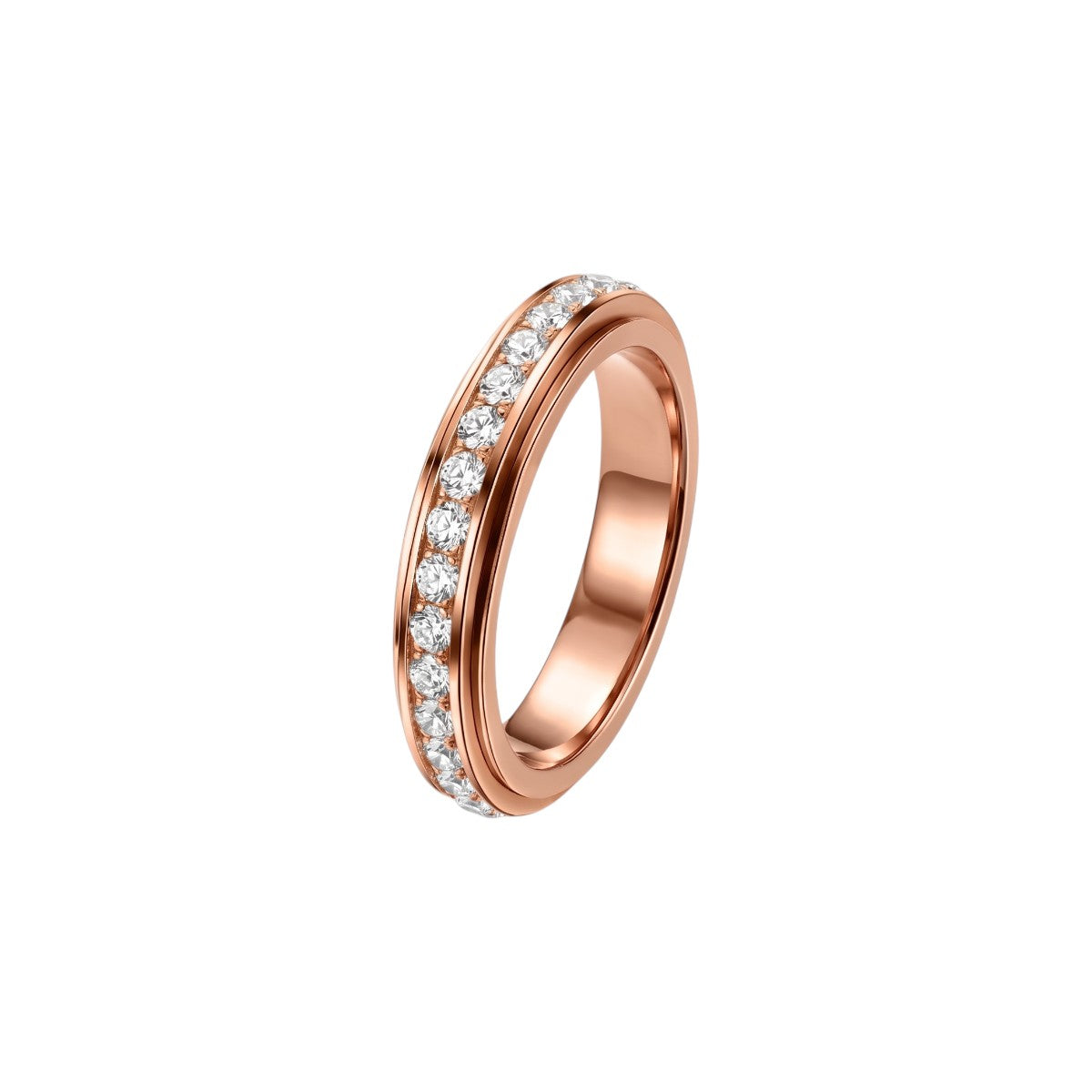 Vielring - Runder Kristall Anti-Stress-Ring – Edelstahl - Roségold / 49 | ø15.6