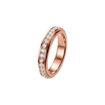 Vielring - Runder Kristall Anti-Stress-Ring – Edelstahl - Roségold / 49 | ø15.6