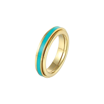 Türkis Emaille Anti-Stress-Ring – 925 Silber
