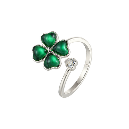 Kleeblatt Zirkonia Steinen Anti-Stress-Ring - 925 Silber