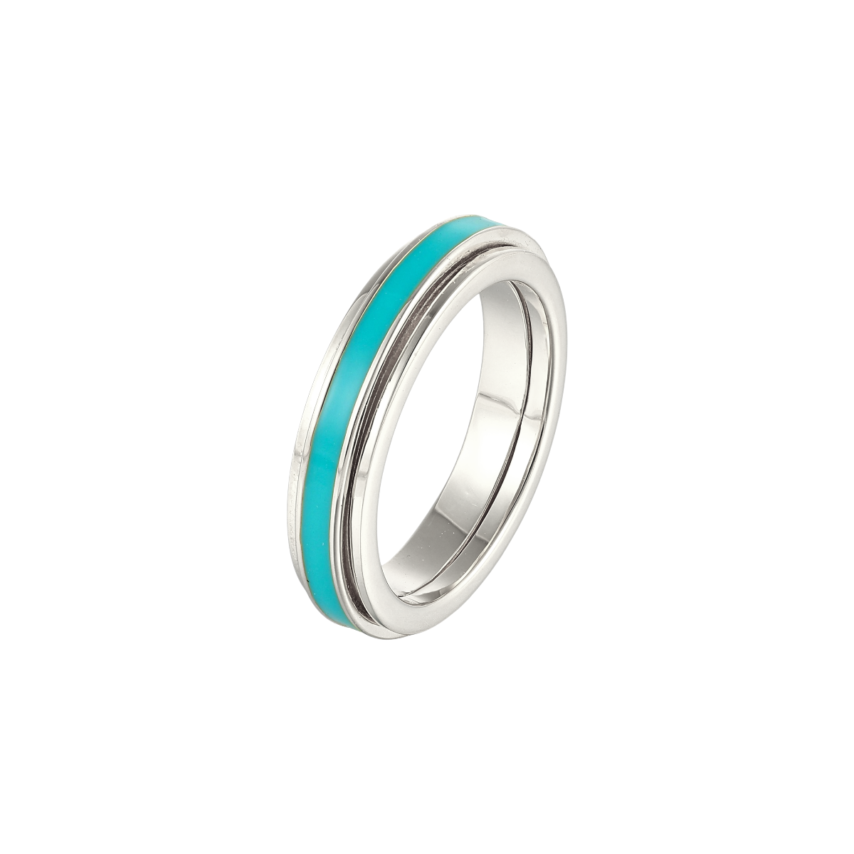 Türkis Emaille Anti-Stress-Ring – 925 Silber