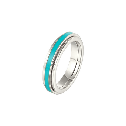 Türkis Emaille Anti-Stress-Ring – 925 Silber