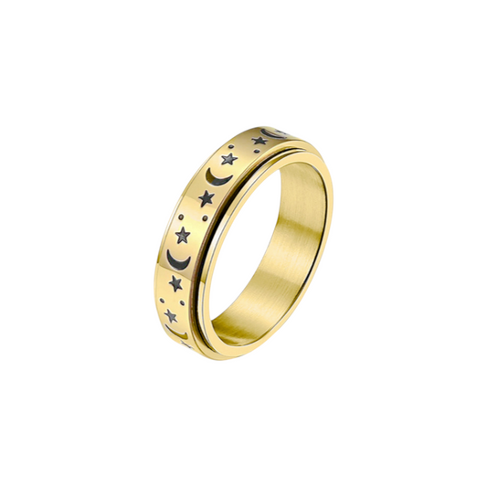Mond Stern Anti-Stress-Ring – Edelstahl