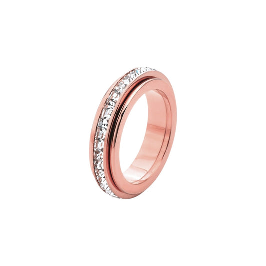 Gereihter Zirkonia Steinen Drehbarer Ring - Edelstahl