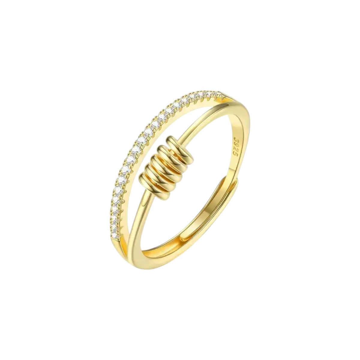 Square ring with zirconia stones - 925 silver