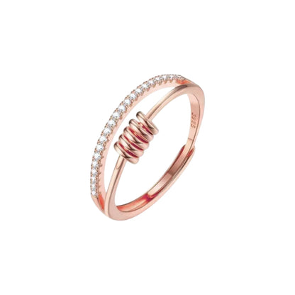 Square ring with zirconia stones - 925 silver