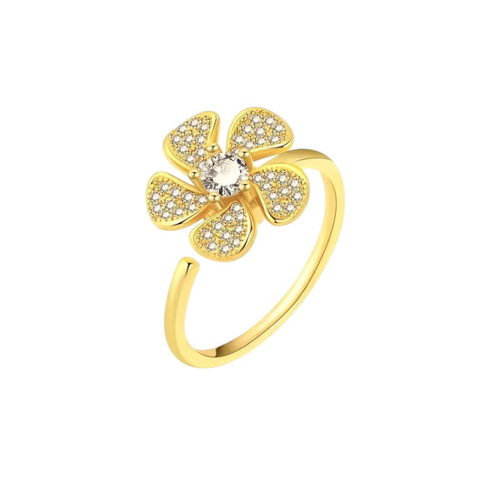 Square ring with zirconia stones - 925 silver