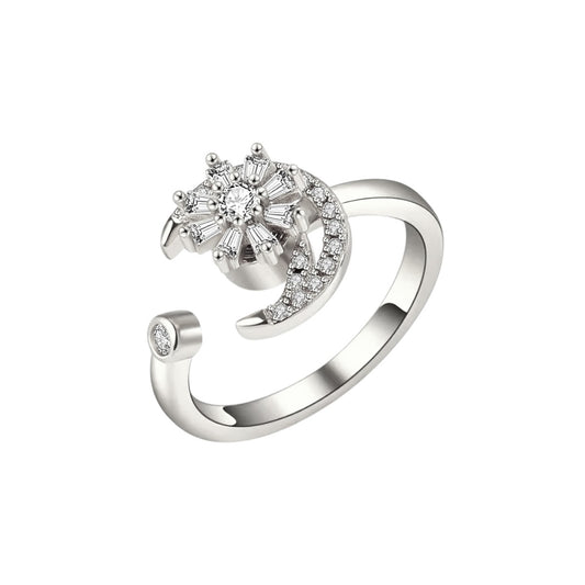 Square ring with zirconia stones - 925 silver