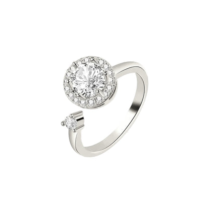 Square ring with zirconia stones - 925 silver