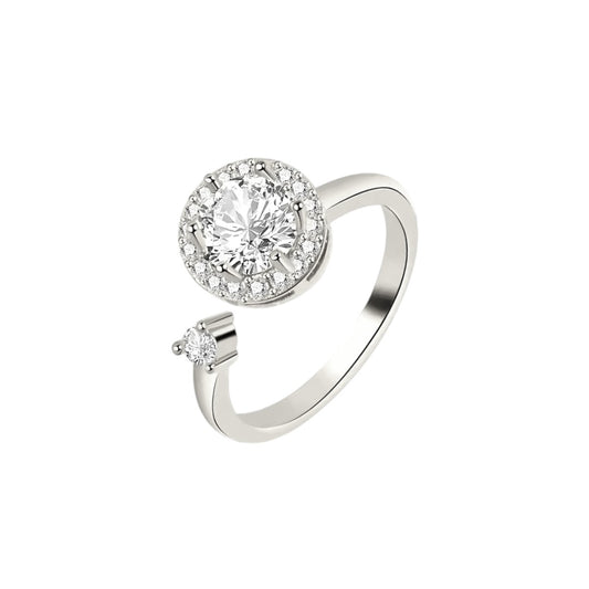 Square ring with zirconia stones - 925 silver