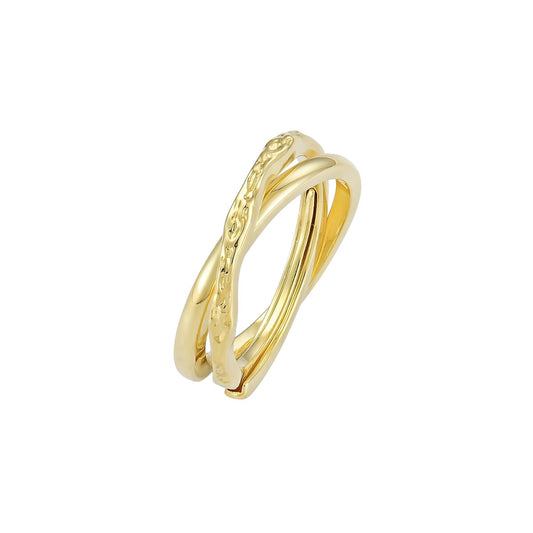 Vielring - Polierter & gehammerter Anti-Stress-Ring – 925 Silber - Gold