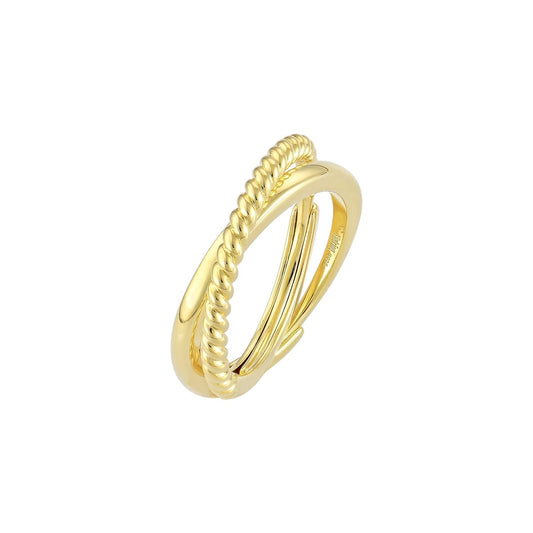 Vielring - Polierter & gedrehter Anti-Stress-Ring – 925 Silber - Gold