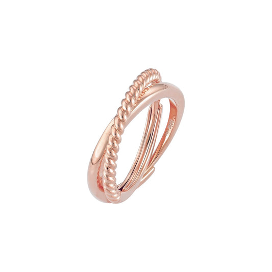 Vielring - Polierter & gedrehter Anti-Stress-Ring – 925 Silber - Roségold