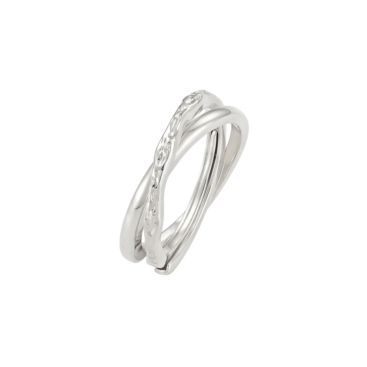Vielring - Polierter & gehammerter Anti-Stress-Ring – 925 Silber - Silber