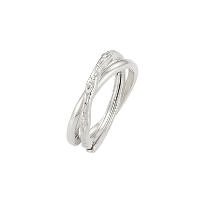 Vielring - Polierter & gehammerter Anti-Stress-Ring – 925 Silber - Silber