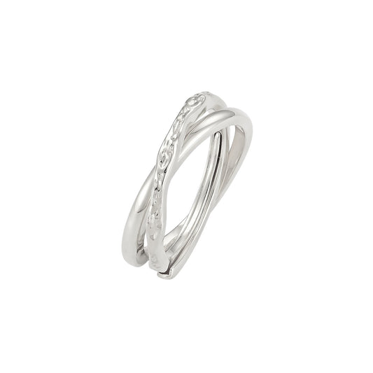 Vielring - Polierter & gehammerter Anti-Stress-Ring – 925 Silber - Silber