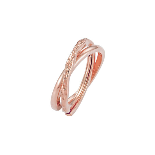 Vielring - Polierter & gehammerter Anti-Stress-Ring – 925 Silber - Roségold