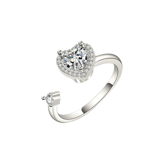 Square ring with zirconia stones - 925 silver