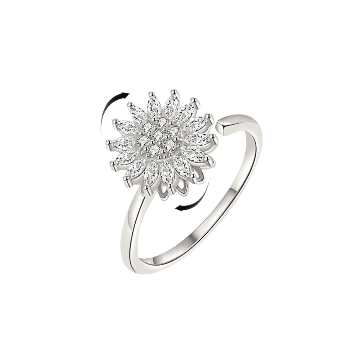 Square ring with zirconia stones - 925 silver