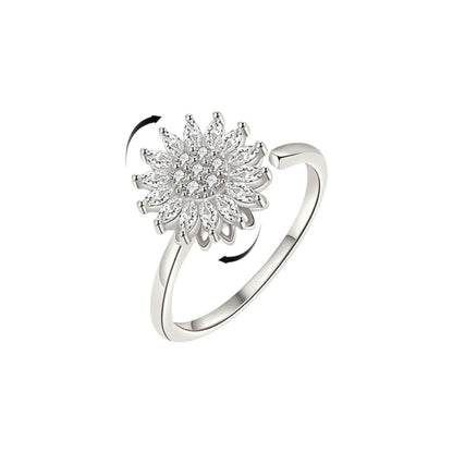 Square ring with zirconia stones - 925 silver
