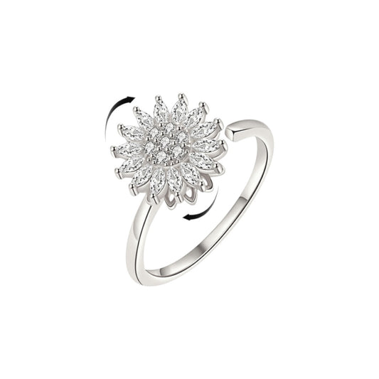 Square ring with zirconia stones - 925 silver