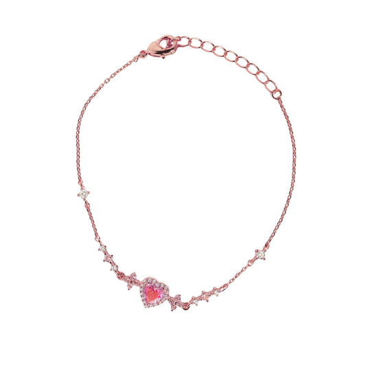 Herz Kleeblatt Zirkonia Armband - 925 Silber