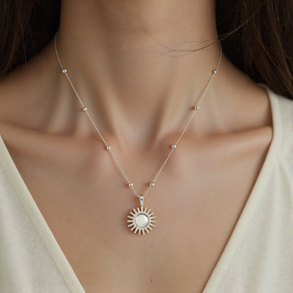 Sonnen mit Kugeln Halskette - 925 Silber