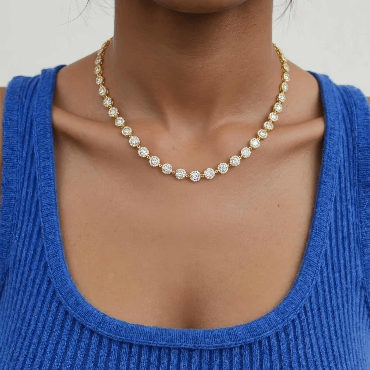 Square Zirconia Necklace - 925 Silver