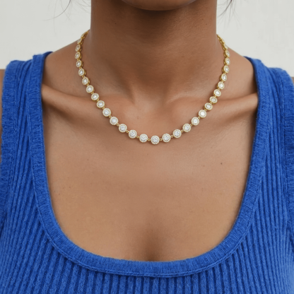 Square Zirconia Necklace - 925 Silver