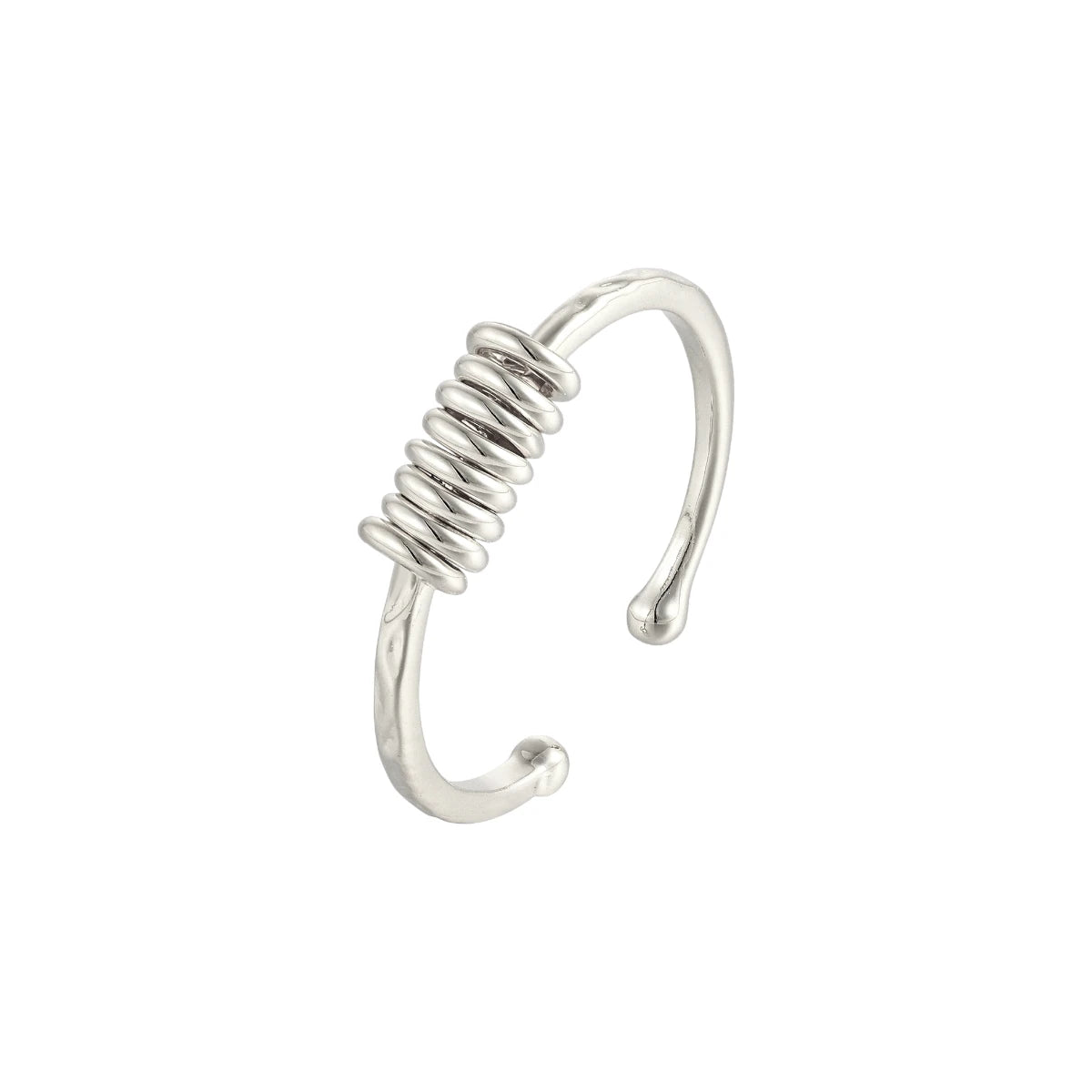 Abstrakter Scheiben Anti-Stress-Ring - 925 Silber