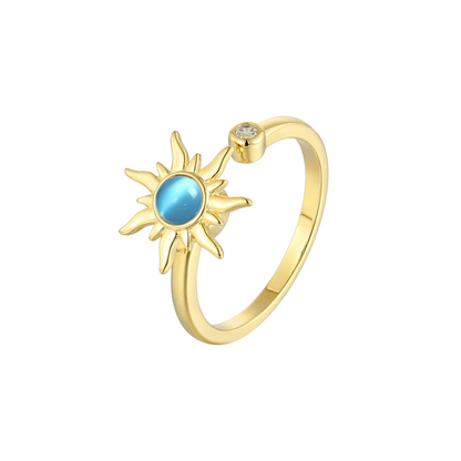 Blauer Sonnen Zirkonia Steinen Anti-Stress-Ring - 925 Silber