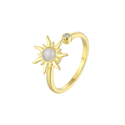 Vielring - Sonnen Zirkonia Steinen Anti-Stress-Ring - 925 Silber - Gold