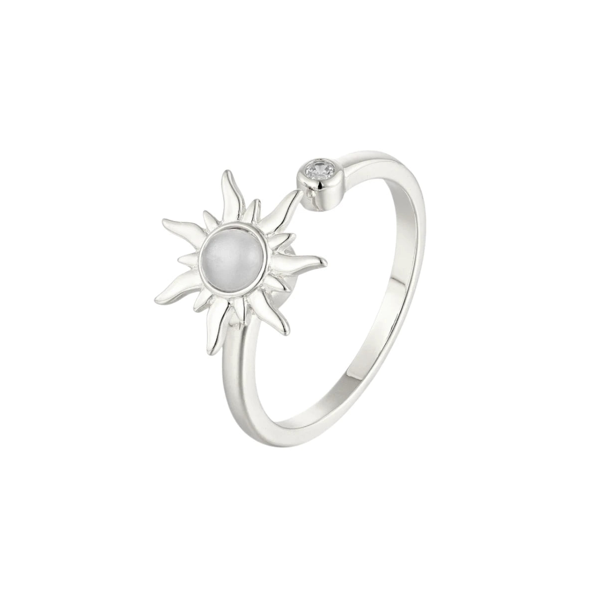 Vielring - Sonnen Zirkonia Steinen Anti-Stress-Ring - 925 Silber - Silber