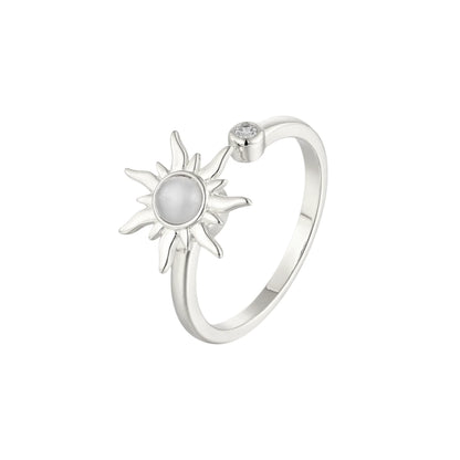 Vielring - Sonnen Zirkonia Steinen Anti-Stress-Ring - 925 Silber - Silber