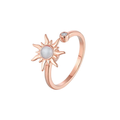 Vielring - Sonnen Zirkonia Steinen Anti-Stress-Ring - 925 Silber - Roségold