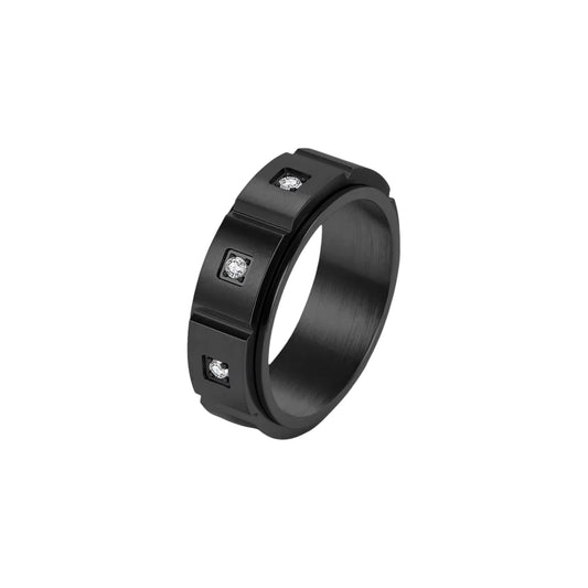 Zirkonia Square Anti-Stress-Ring – Edelstahl