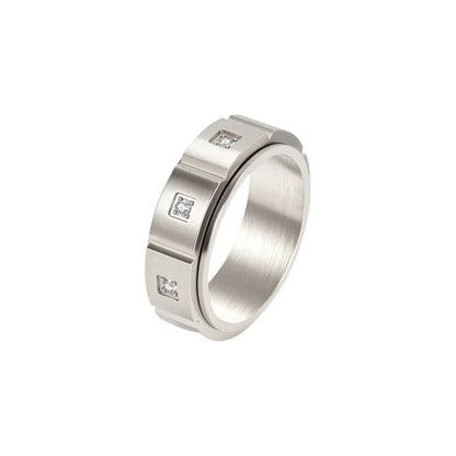 Vielring - Zirkonia Square Anti-Stress-Ring – Edelstahl - Silber / 49 | ø15.6