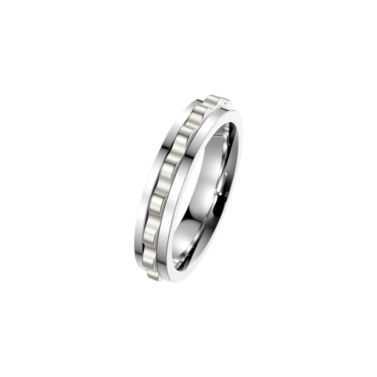 Vielring - Dünner Zahnrad Anti-Stress-Ring – Edelstahl - Silber / 49 | ø15.6