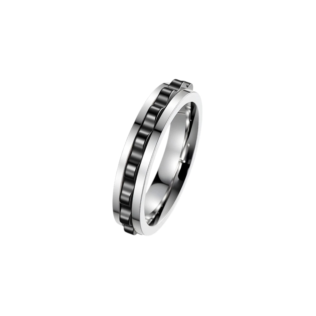 Vielring - Dünner Zahnrad Anti-Stress-Ring – Edelstahl - Schwarz / 49 | ø15.6