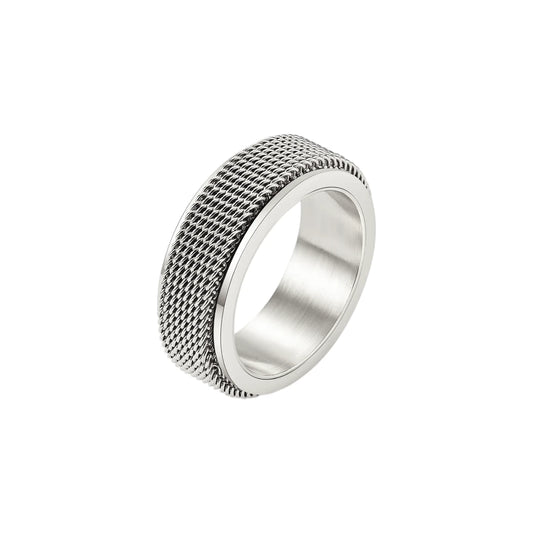 Gerillter Raster Anti-Stress-Ring – Edelstahl