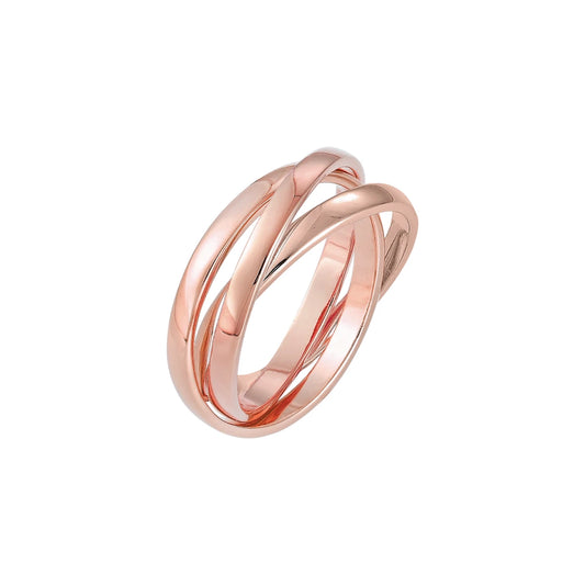 Vielring - Breiter Ineinandergreifender 2 mm Anti-Stress-Ring - Edelstahl / Roségold / 49 | ø15.6
