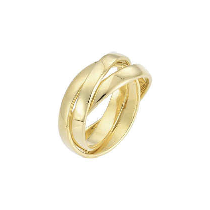 Vielring - Breiter Ineinandergreifender 3 mm Anti-Stress-Ring - Edelstahl / Gold / 49 | ø15.6