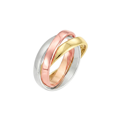 Vielring - Breiter Ineinandergreifender 3 mm Anti-Stress-Ring - Edelstahl / Mixed Metals / 49 | ø15.6
