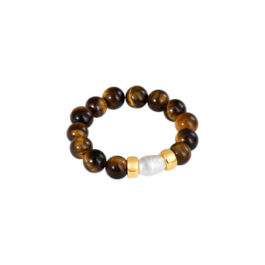 Tiger's Eye Rotatable Anti-Stress Ring - 925 Silver