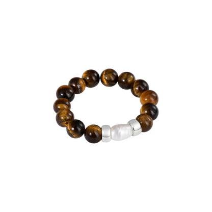 Tigerauge Drehbarer Anti-Stress-Ring - 925 Silber