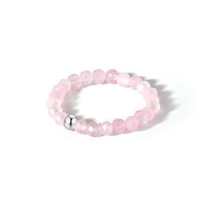 Rosa Naturstein Anti-Stress-Ring – 925 Silber