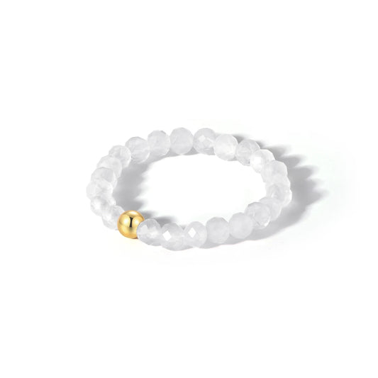 Weißer Naturstein Anti-Stress-Ring – 925 Silber