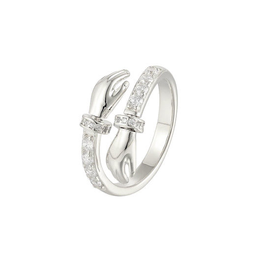 Vielring - Offener Zirkonia Umarmungsring (Liebe) Anti-Stress-Ring – 925 Silber - Silber