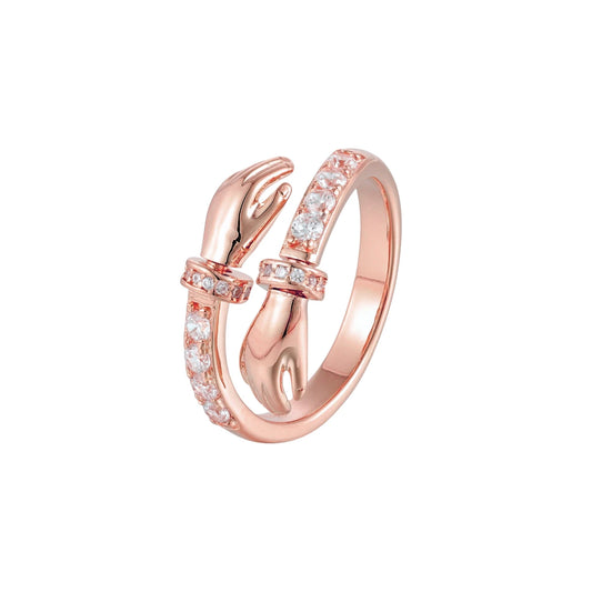 Vielring - Offener Zirkonia Umarmungsring (Liebe) Anti-Stress-Ring – 925 Silber - Roségold