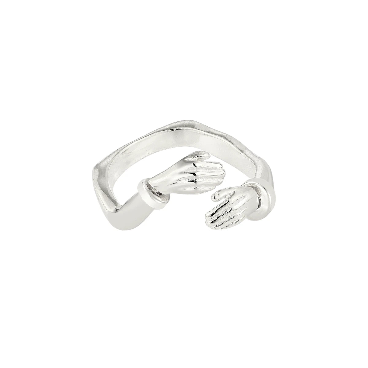 Offener Umarmungsring (Stärke) Anti-Stress-Ring – 925 Silber